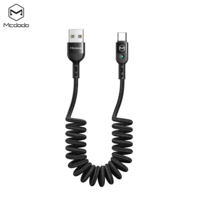 MCDODO Retractable USB Type-C LED Fast Charger Nylon Data Charging Cable Cord - Image 1 of 4