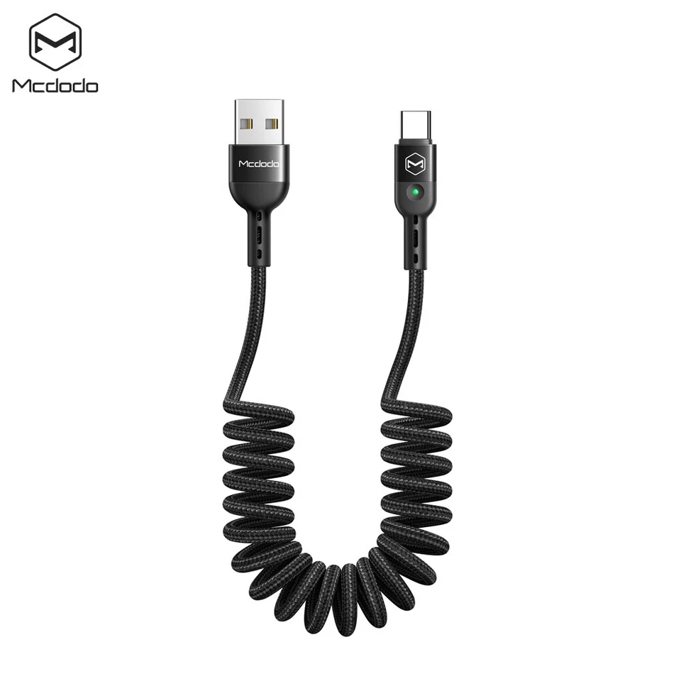 USB Spring CabletoUSB-C Mcdodo Omega CA-6420 1.8m Black