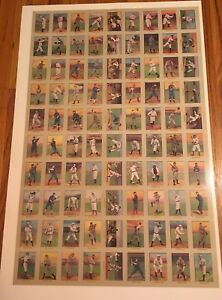 1982 Renata Galasso 1910-1911 T3 Turkey Red Uncut Sheet Of 90 Baseball Cards