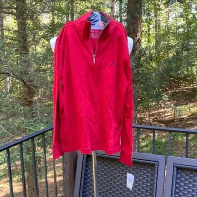 Nuevo con etiquetas Nautica suéter rojo 1/4 cremallera, logo en la parte delantera talla. 10/12 Foto 1 de 4