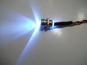 BRIGHT WHITE 12V LED (5mm) WITH CHROME BEZEL - Picture 1 of 1