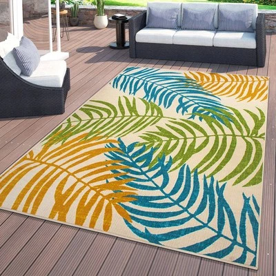 Alfombras de exterior Rugshop hojas florales tejido plano alfombras de interior y exterior alfombras de exterior Foto 1 de 4