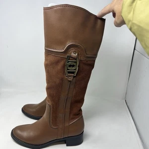 Etienne Aigner Codona Botas de Montar Hasta la Rodilla Talla US 7 Marrón Gamuza Cuero NUEVAS - Imagen 1 de 10
