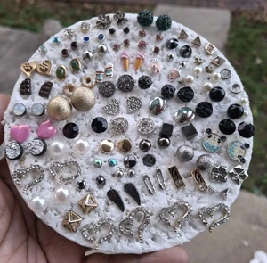 LOT RHINESTONE/CRYSTAL MULTICOLOR PIERCED POST STUD EARRINGS - Picture 1 of 14