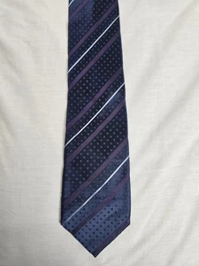 Cravatta Ermenegildo Zegna Couture uomo viola navy a righe cravatta a pois classica - Foto 1 di 3