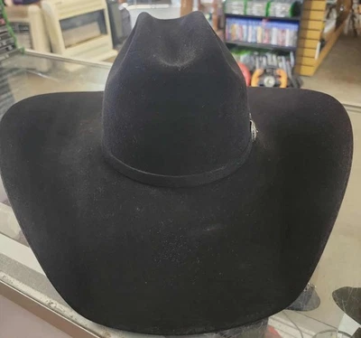 American Hat Co. 6 3/4 7X Sombrero de Vaquero Negro Hebilla Occidental Decoración Para Hombre De Colección Foto 1 de 4