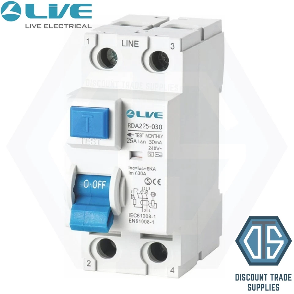 Live Electrical 2 Pole 25 Amp 30mA Type A High Immunity RCD RDA225-030 - Image 1 of 1