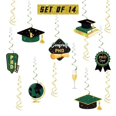 14 Piezas Felicidades PHD Colgante Remolino Decoraciones PHD Graduación Serpentinas Colgantes... Foto 1 de 4