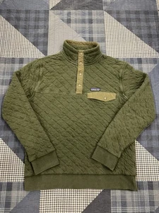 Patagonia Men's Snap-T Quilt Pullover Green Fleece Cotton Sweater Mens Sz M - Picture 1 of 5