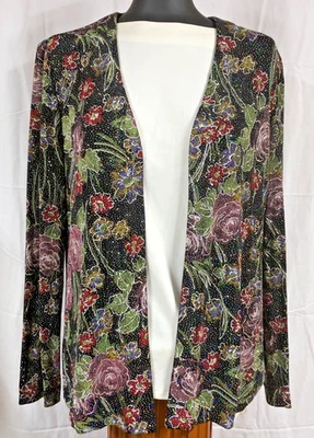 Chaqueta Alex Evenings Mujer L Negra Multicolor Metálica Floral BRILLANTE A-PLENTY Foto 1 de 4