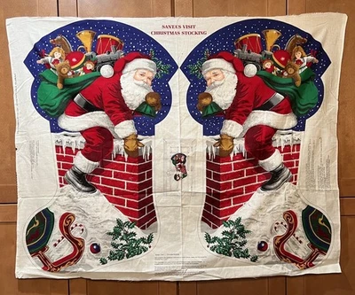 Vtg Cranston VIP Santa's Visit Jumbo Christmas Stocking Panel Cut & Sew 34” - Image 1 of 2