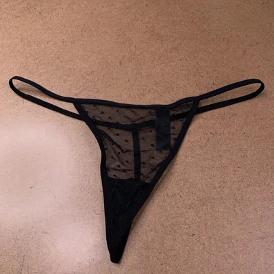 Braguita Fredericks of Hollywood XXL negra a lunares tanga transparente nueva Foto 1 de 4