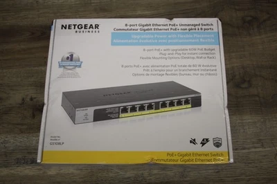 NEW Netgear GS108LP 8 Port Gigabit Ethernet PoE+ Unmanaged Switch 60W - Image 1 of 2