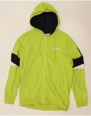 Suéter com capuz DIADORA masculino com zíper XL verde colorblock algodão CA04 - Imagem 1 de 2