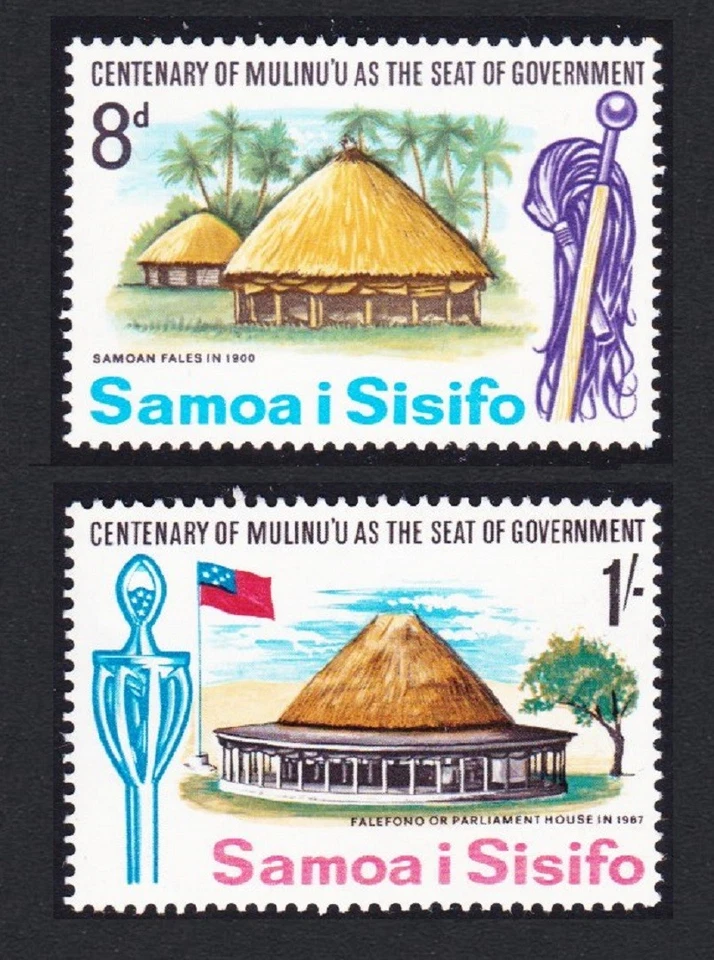 Samoa Fales - Casas Centenario de Mulinu 2v 1967 MNH SG#278-279 Sc#263-264 Foto 1 de 1