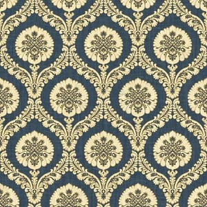 Wallquest Caspia Traditional Wallpaper Navy White Floral Acrylic Coated - Picture 1 of 5