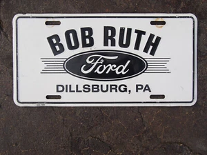 Vintage Bob Ruth Dillsburg Ford Dealership Embossed Metal Dealer License Plate - Picture 1 of 4