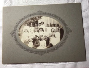 Vintage 7-1/4" By 5"  Antique Cabinet Photo Large Family  H-69 - Picture 1 of 3