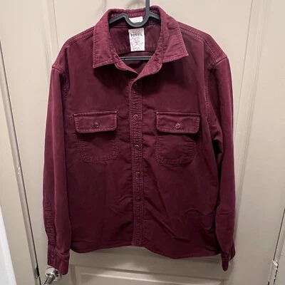 Fossil Men’s Button Down Thick Cotton Long Sleeve Shirt Burgundy Size Large - Image 1 of 4