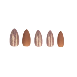 TIP BEAUTY Nail Set SELFIE almond-shape beige matte + glitter sparkle 24 w/glue - Picture 1 of 4