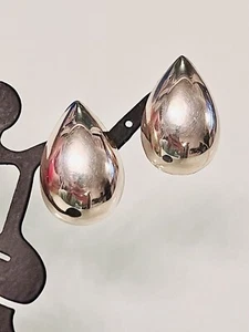 925 SS ITALIAN HANDMADE 1” TEARDROP POST EARRINGS~5.5 GRS - Picture 1 of 12