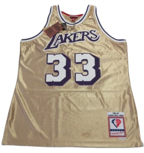 Mitchell & Ness NBA 75TH Gold Swingman Kareem Abdul-Jabbar Lakers 1983 Jersey L - Picture 1 of 3