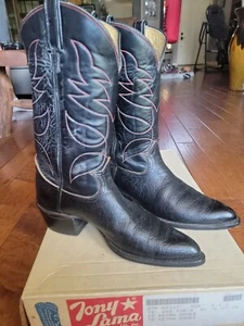 Botas de Vaquero Tony Lama Vintage Black Label Retan Smoke (Negras) 8D para Hombre en Caja - Imagen 1 de 9