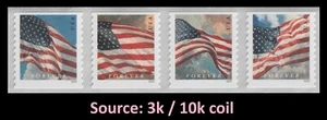 US 5879-5882 5882a Flag F coil strip 4 (from 3k/10k coil) MNH 2024 - Picture 1 of 1