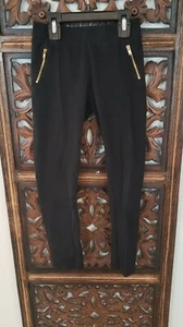 Girls Cat And Jack Black Leggings Gold Zippers Size 7/8 - Picture 1 of 7