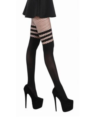Pamela Mann Black Fishnet Over The Knee Opaque Tights - Image 1 of 4