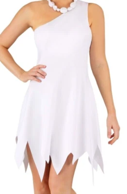 Mujer Clásico Picapiedra Wilma Blanco Vestido Disfraz TALLA S (con defecto) Foto 1 de 3