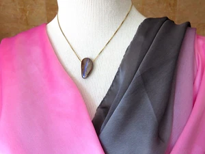 Solid 14k Yellow Gold Australian Boulder Opal Pendant Chain Necklace 15.5" 9.1gr - Picture 1 of 16