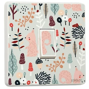 Pack of 2 Squirrel, Woodland Animal Print Light Switch Sticker Vinyl Cover Skin - Picture 1 of 5