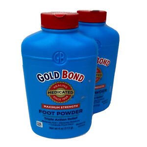 Gold Bond Foot Powder WITH TALC Medicated Maximum Strength 4 oz X2