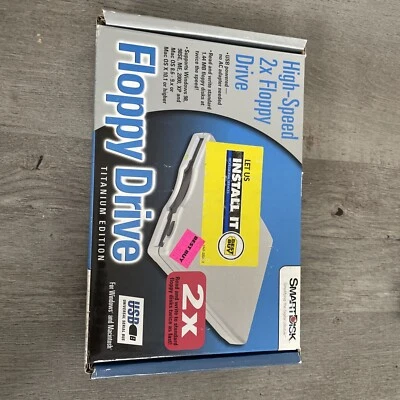 SmartDisk 2x USB 2.0 External Floppy Disk Drive Titanium Edition FDUSB-TM2 NEW! - Image 1 of 3