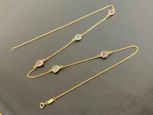18K Gold Gemstones Necklace Length 17 Inches 3.6 Grams - Picture 1 of 9