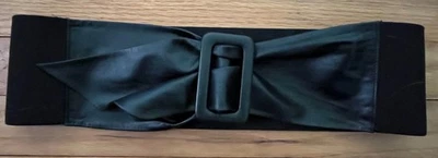 Vintage 1980's Astor West Germany Black Leather & Elastic Black Cinch Belt - Image 1 of 2