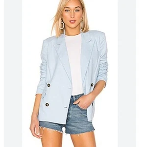 LPA Teresa Jacket in Light Blue Double-breasted Linen Blazer Size Large - Picture 1 of 7