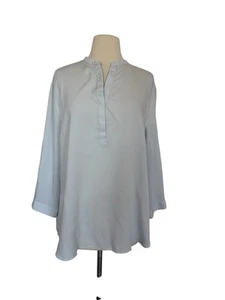 UNIQLO Light Blue Women's Blouse Stand Collar 3/4 Sleeves Rayon Blend XL - Picture 1 of 15
