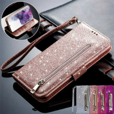 Sparkly Leather Case For iPhone 17 16 15 14 13 12 11 XR Flip Wallet Stand Cover - image 1 of 4