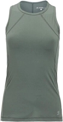 NUEVA Camiseta sin mangas de tenis Sofibella UV XS verde militar elástica ajustada Foto 1 de 3