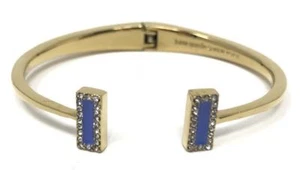  Kate Spade Gold Tone Adventure Blue Raising the Bar Hinged Cuff Bracelet *NWT* - Picture 1 of 4