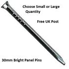 PANEL PINS NAILS  HARDBOARD 30mm x 1.6mm BRIGHT STEEL - FREE UK POST