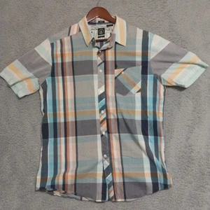 VOLCOM Slim Fit Short Sleeved Striped Button Down Shirt w Pocket Men's XL - Picture 1 of 6