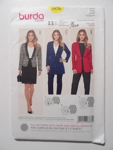 Burda 6876 Sewing Pattern Misses Fitted Jackets in 3 Styles Size 8-18 UNCUT - Picture 1 of 3