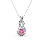 Pink Sapphire 1/4 ct Solitaire Love Knot Pendant 14K Gold 16 " Chain JP: 223415