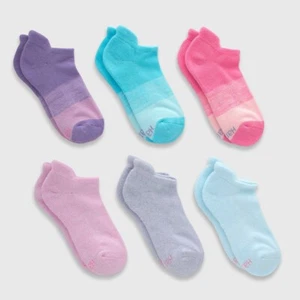 Hanes Premium Girls' 6pk Pure Heel Shield No Show Socks - Colors May Vary M - Picture 1 of 1