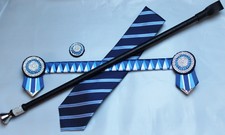 Navy, Blue & White Browband 38.5cm, Show Crop, Lapel Pin & Tie Set NEW