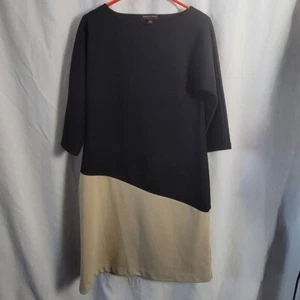 Vestido Dana Buchman Color Block Shift Midi Pequeño Negro Tostado Rayón Mezcla de Poli Usado en Excelente Condición - Imagen 1 de 8
