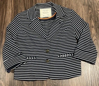 Chaqueta Suéter Cartonnier Mediana Mujer Azul Marino/Blanco Tejido Blazer Anthropologie Foto 1 de 4